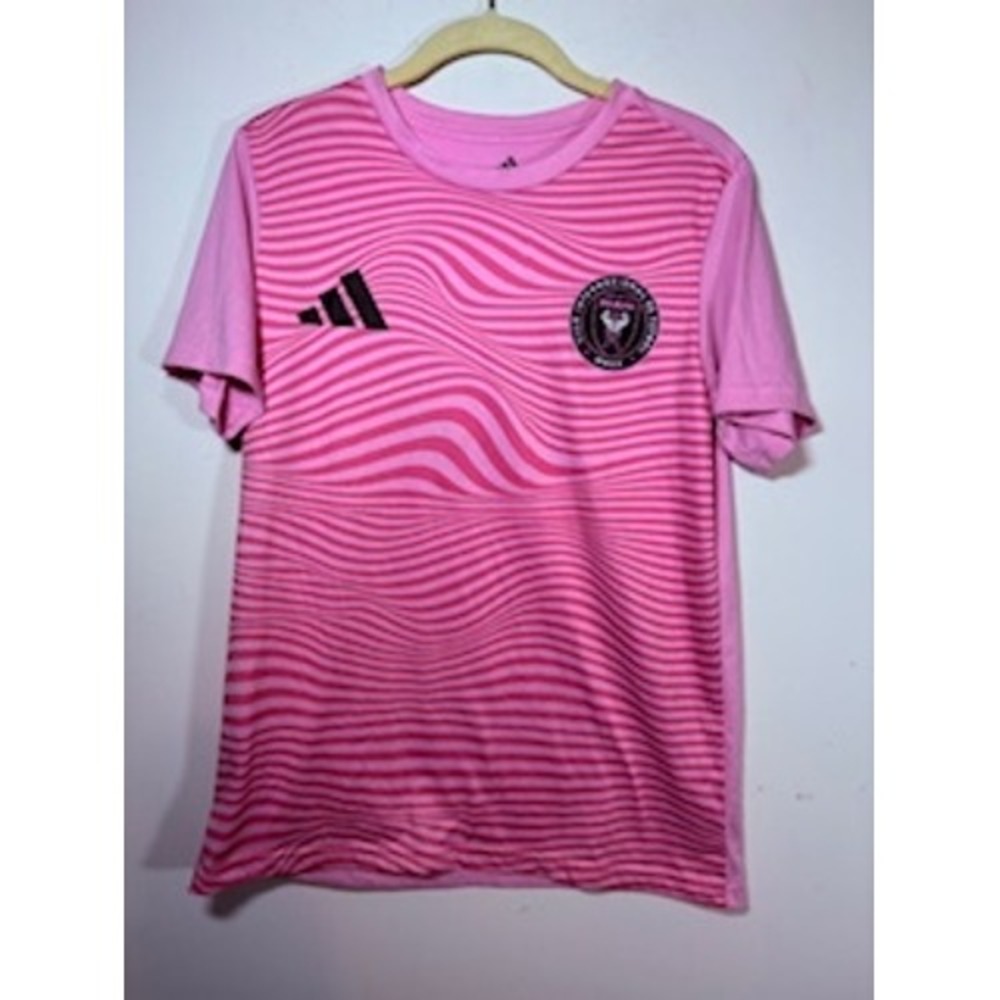Adidas Inter Miami Messi Jersey Pink Wavy Graphic Youth Large World Cup Soccer